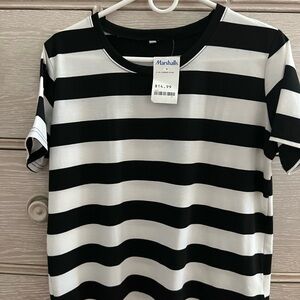 Marshalls Black & White Horizontal Stripe Short Sleeve Tee